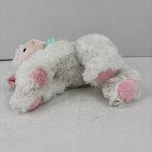 Garanimals White Lamb Plush Lovey Toy Baby Sheep Pink Face Green Bow 9 Inch - Picture 9 of 9